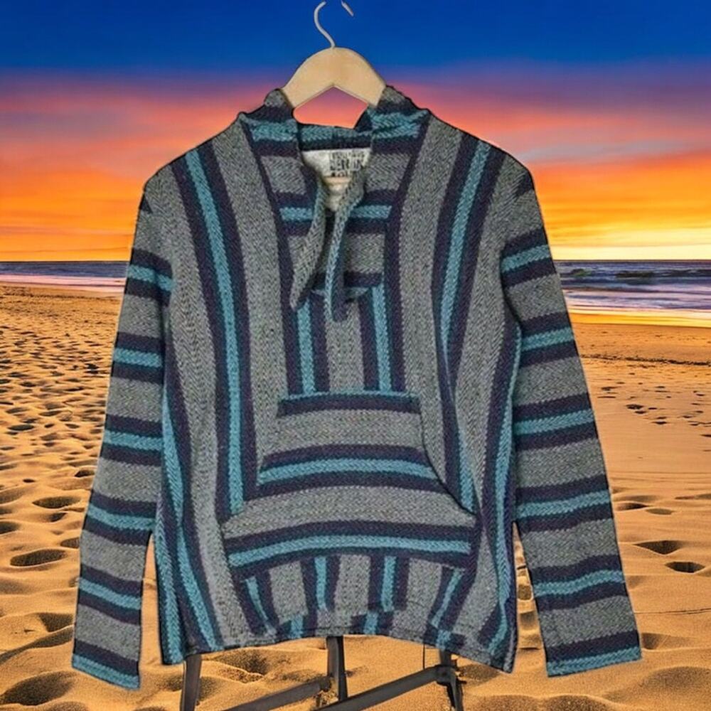 Original Senor Lopez Adult Unisex Small Pre-Shrunk Striped Baja Pullover Hoodie